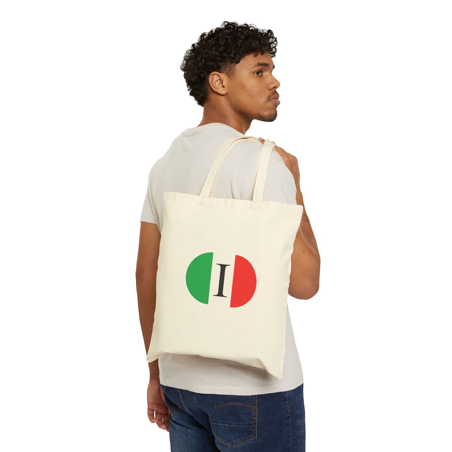 Italian Pride Cotton Canvas Tote Bag, Eco-Friendly Shopping Bag, Travel Tote, Gift for Italians, Reusable Grocery Bag