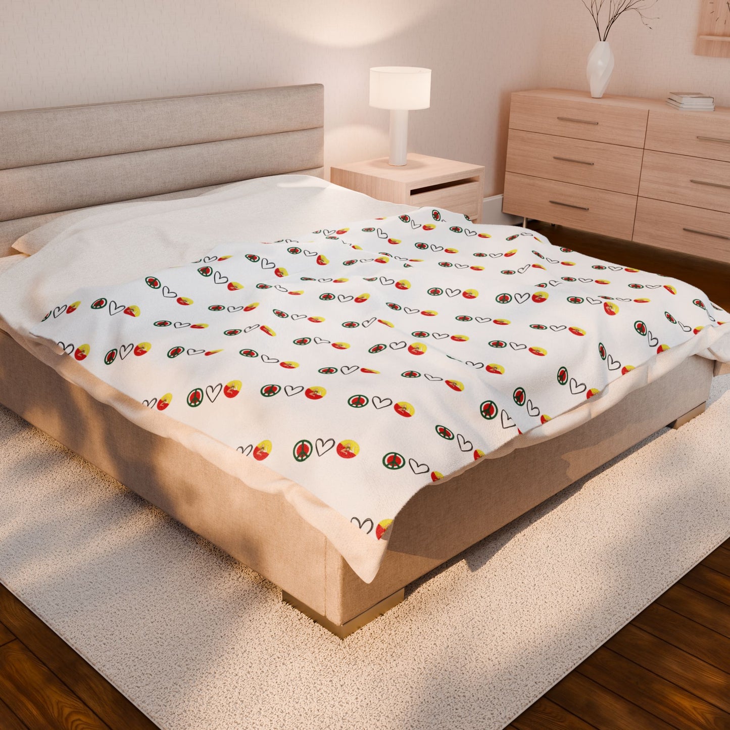 Peace Love Sicily plush blanket, Velveteen blanket, Living room accessory, Soft blanket