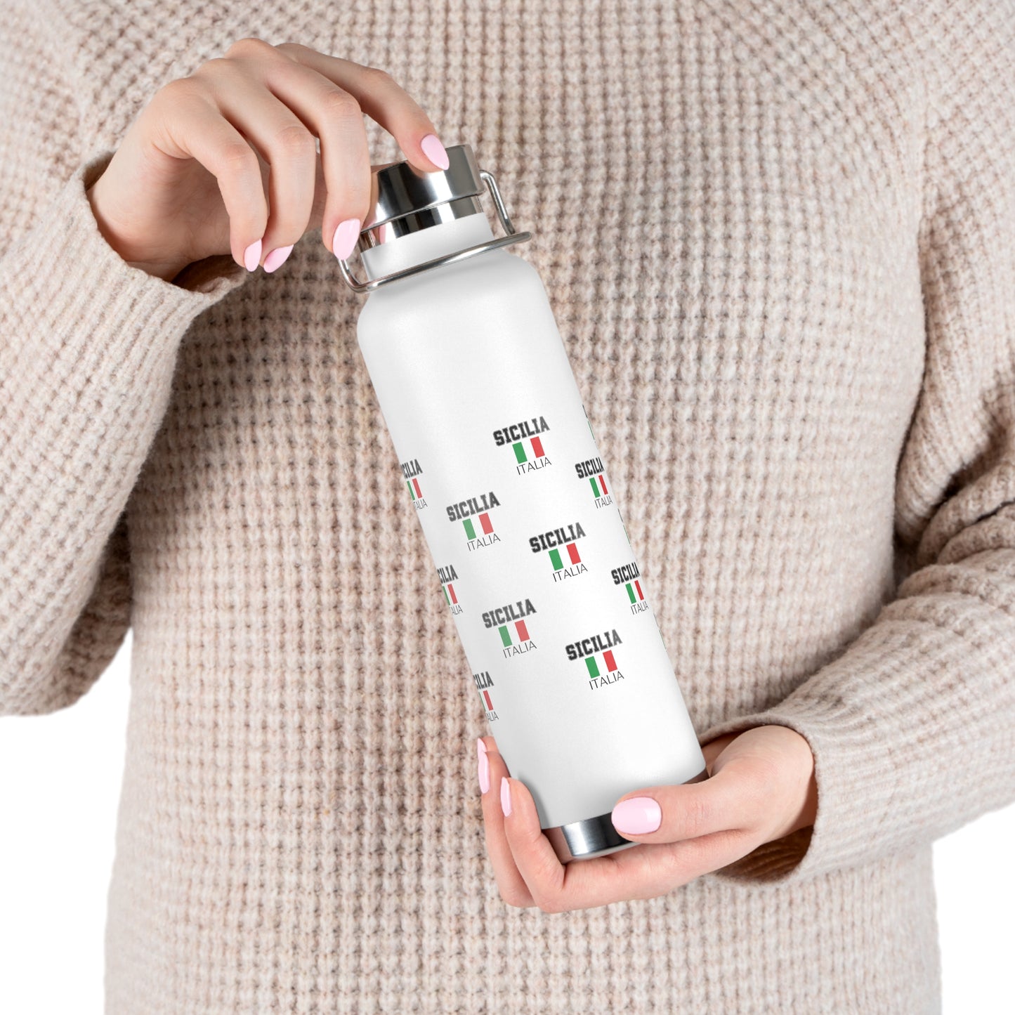 Sicilia Themed Insulated Bottle, Italian Pride, Travel Mug, Gift for Travelers, Eco-Friendly Water Bottle, Outdoor Adventure Gear