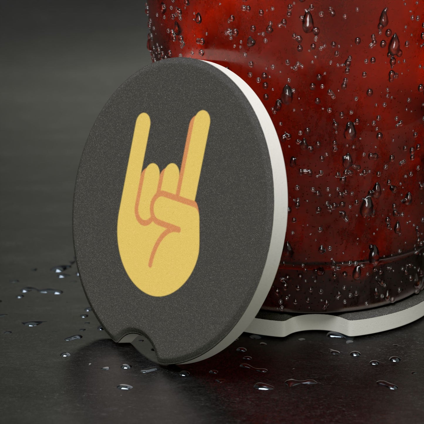 Italian Hand Horn Sign, Car Cup Holder Coaster, Soapstone Car Coaster