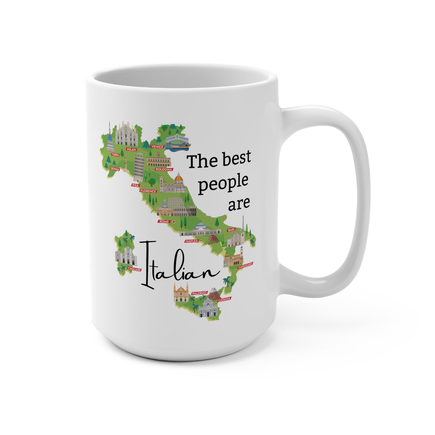 Italian Coffee Mug for Latte Lovers, 15 oz ceramic mug