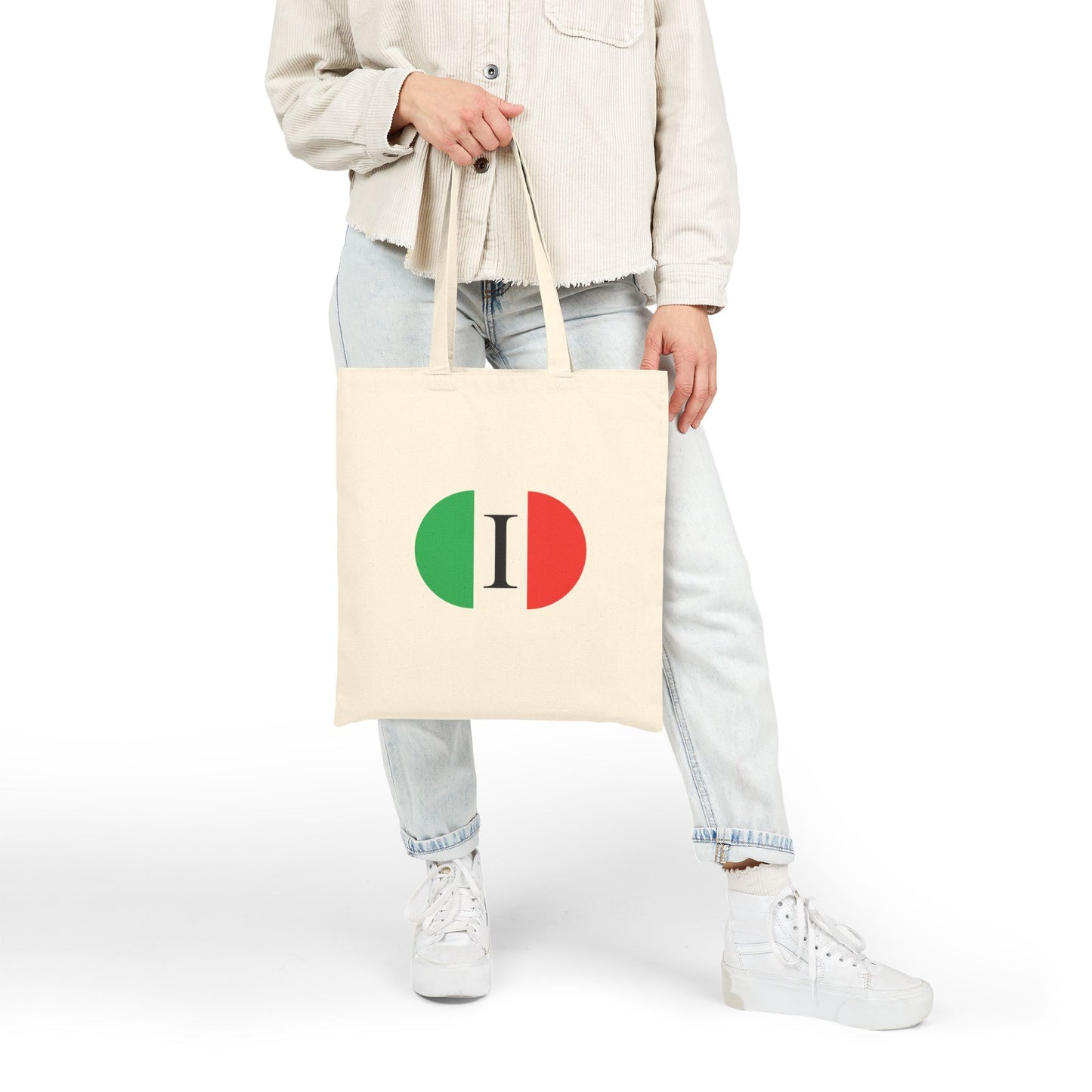 Italian Pride Cotton Canvas Tote Bag, Eco-Friendly Shopping Bag, Travel Tote, Gift for Italians, Reusable Grocery Bag