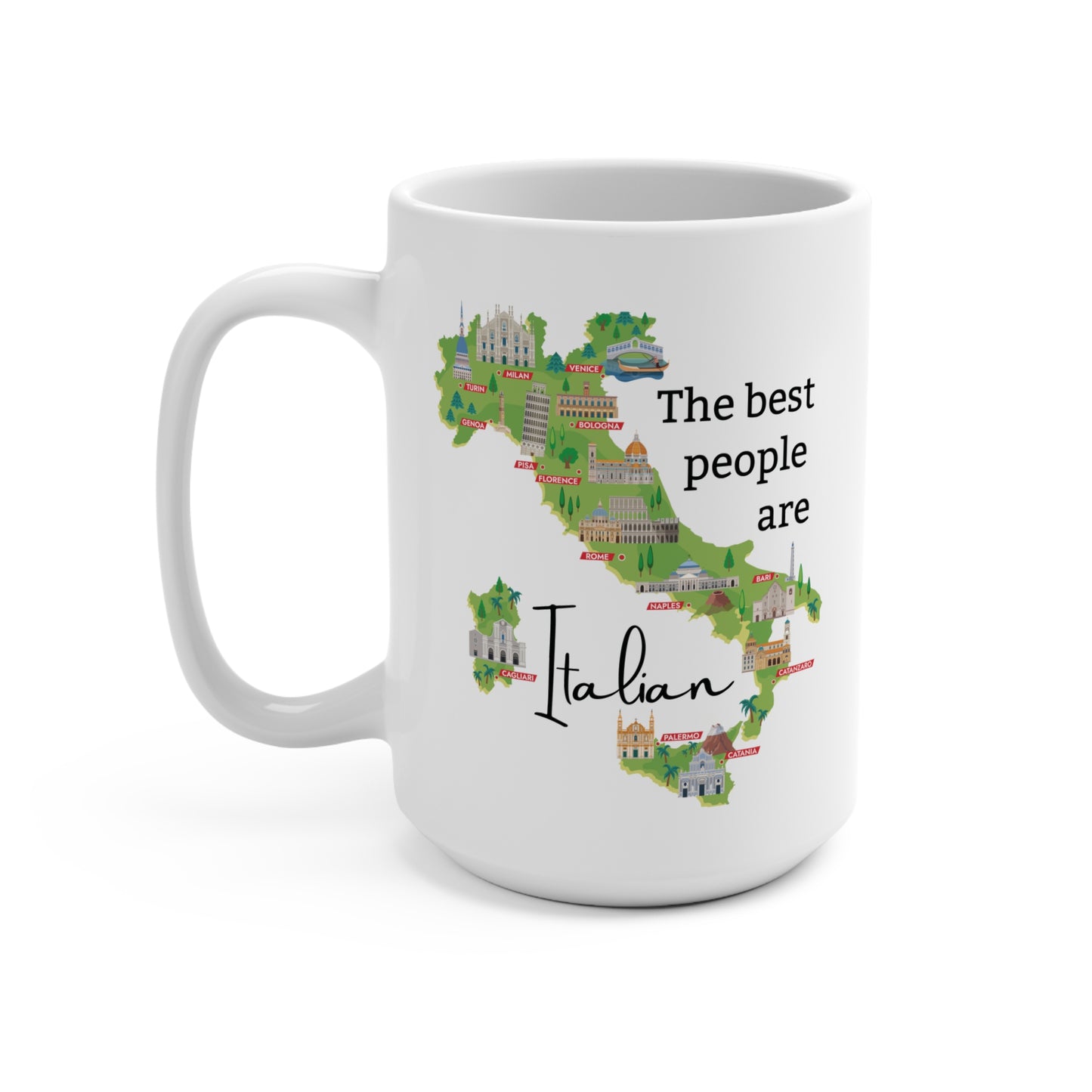 Italian Coffee Mug for Latte Lovers, 15 oz ceramic mug