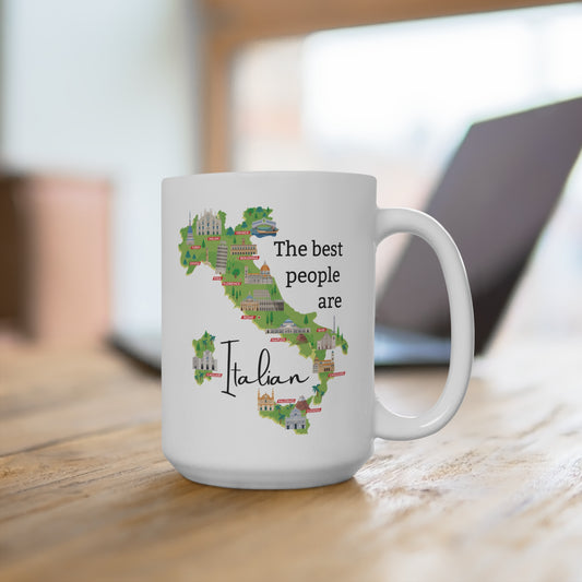 Italian Coffee Mug for Latte Lovers, 15 oz ceramic mug