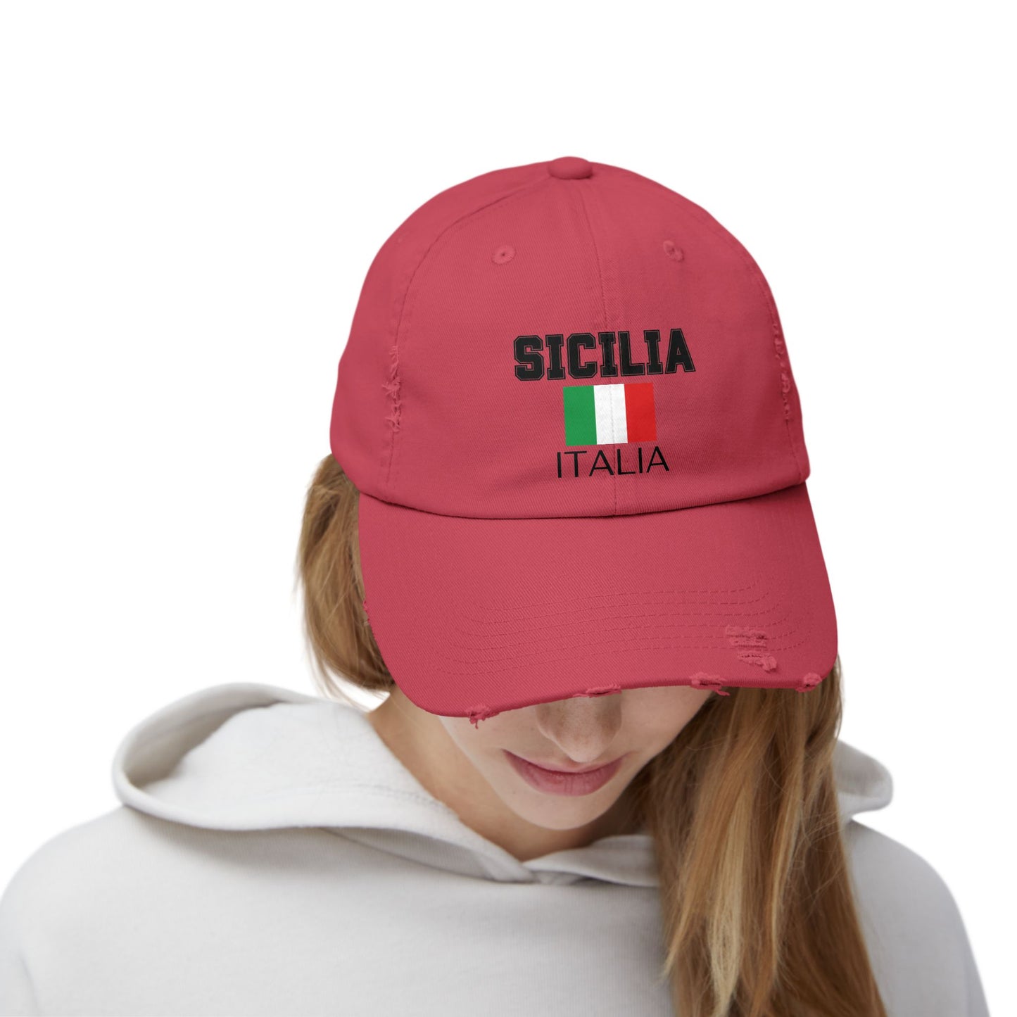 Unisex Distressed Cap - Sicilia Italia