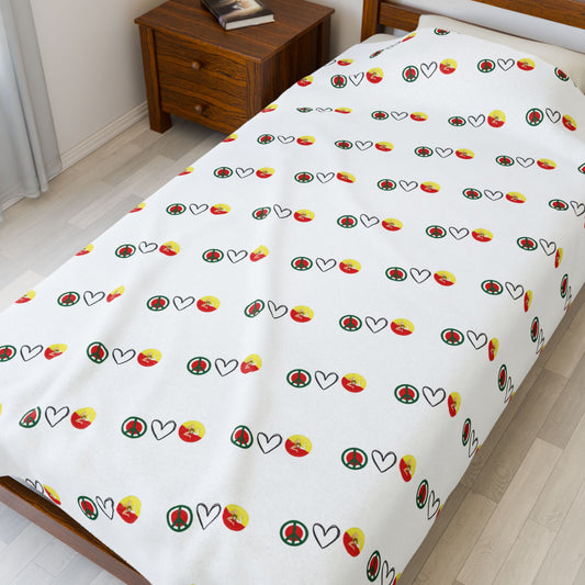 Peace Love Sicily plush blanket, Velveteen blanket, Living room accessory, Soft blanket