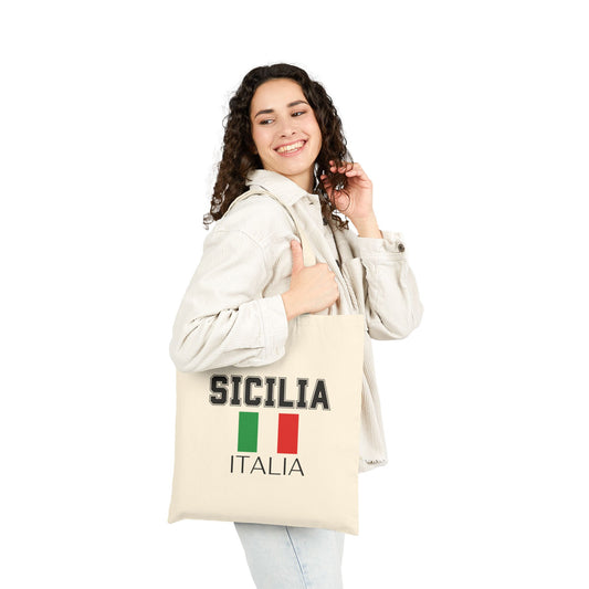 Sicilian Pride Canvas Tote, Eco-Friendly Tote Bag, Shopping Bag, Travel Companion, Gift for Italy Lovers