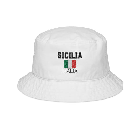 Embroidered Sicilia Italia Flag Bucket Hat - Stylish Summer Accessory