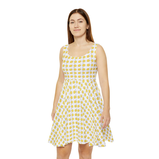 Lemon Print Womens Skater Dress - Bright and Cheerful Summer Fashion