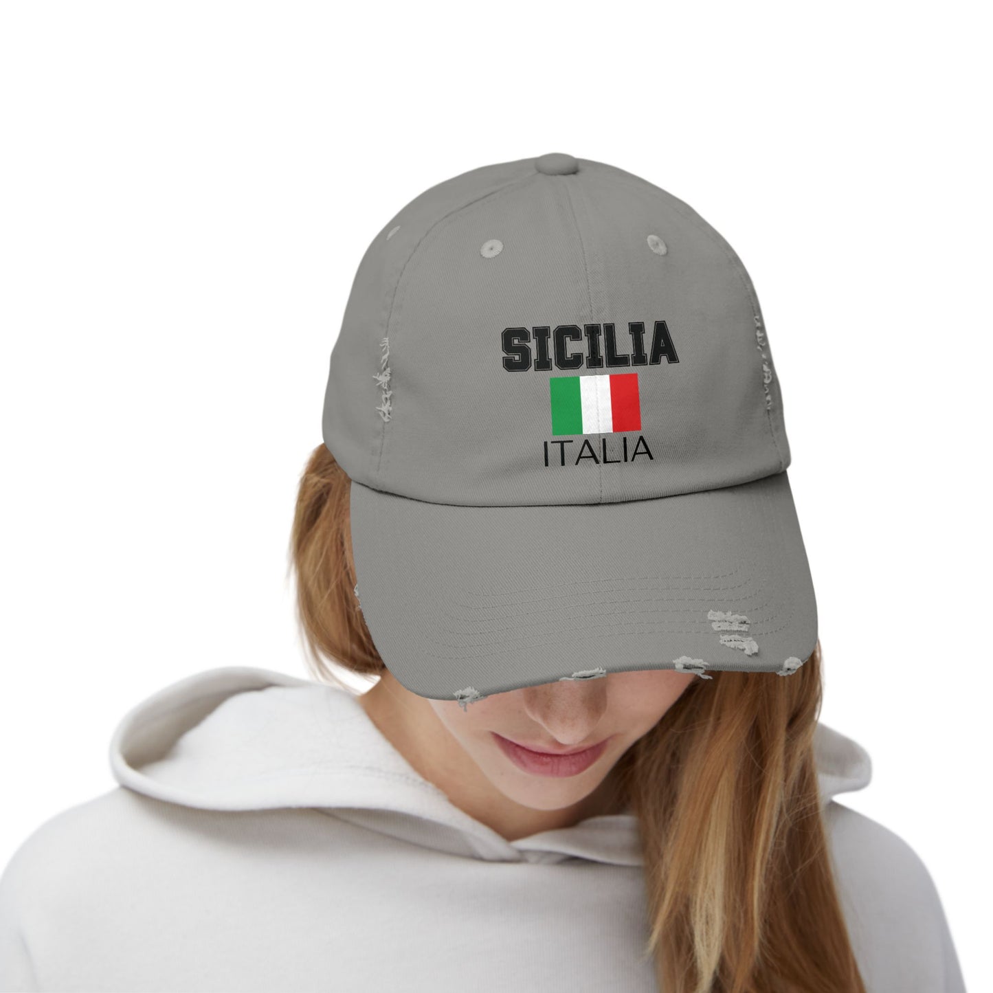 Unisex Distressed Cap - Sicilia Italia