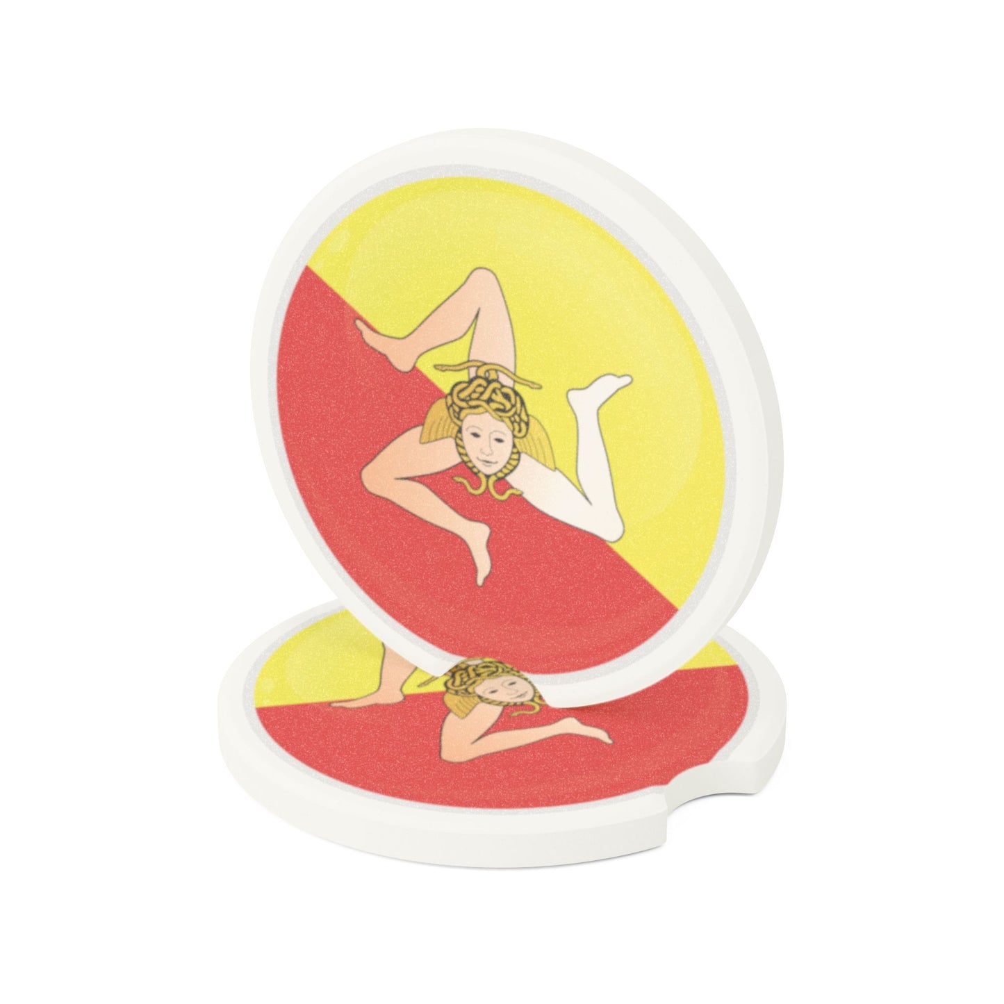 SICILY FLAG Soapstone Car Coaster, Car accessory must have, New Driver Gift