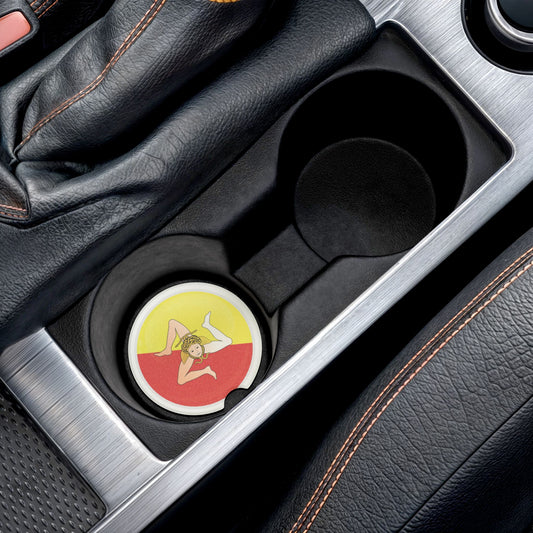 SICILY FLAG Soapstone Car Coaster, Car accessory must have, New Driver Gift