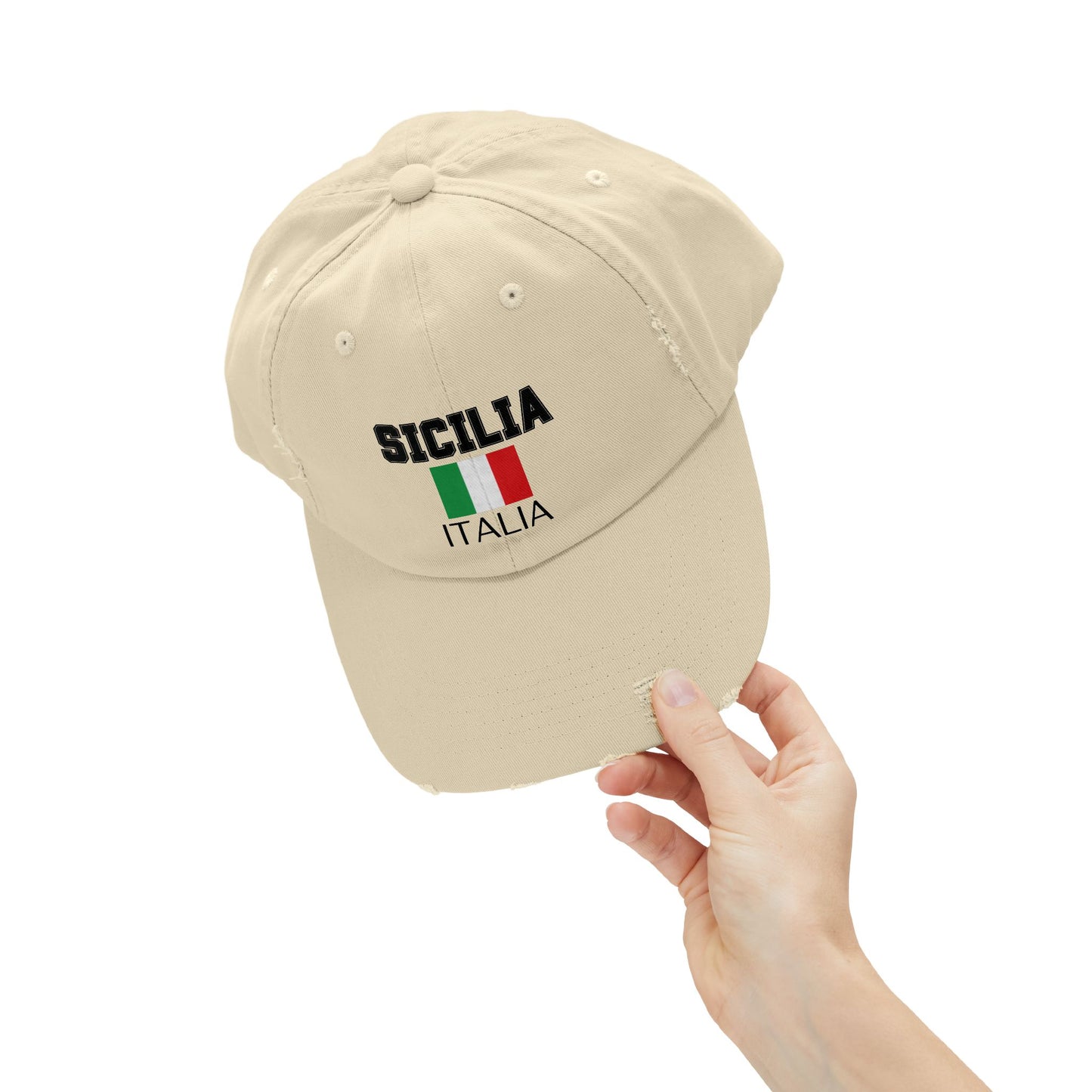 Unisex Distressed Cap - Sicilia Italia