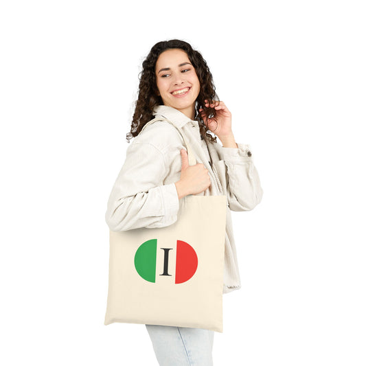 Italian Pride Cotton Canvas Tote Bag, Eco-Friendly Shopping Bag, Travel Tote, Gift for Italians, Reusable Grocery Bag